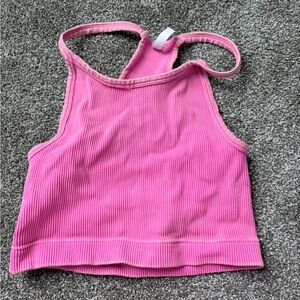 Zenana Outfitters Pink Ribbed Tank Top